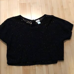 Black lace crop top